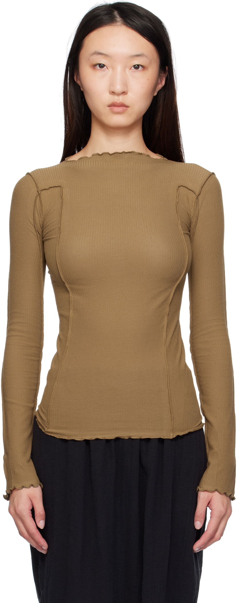T-shirt Baserange Baserange Omato Long Sleeve T-Shirt Brun | TTML-RB-SU25