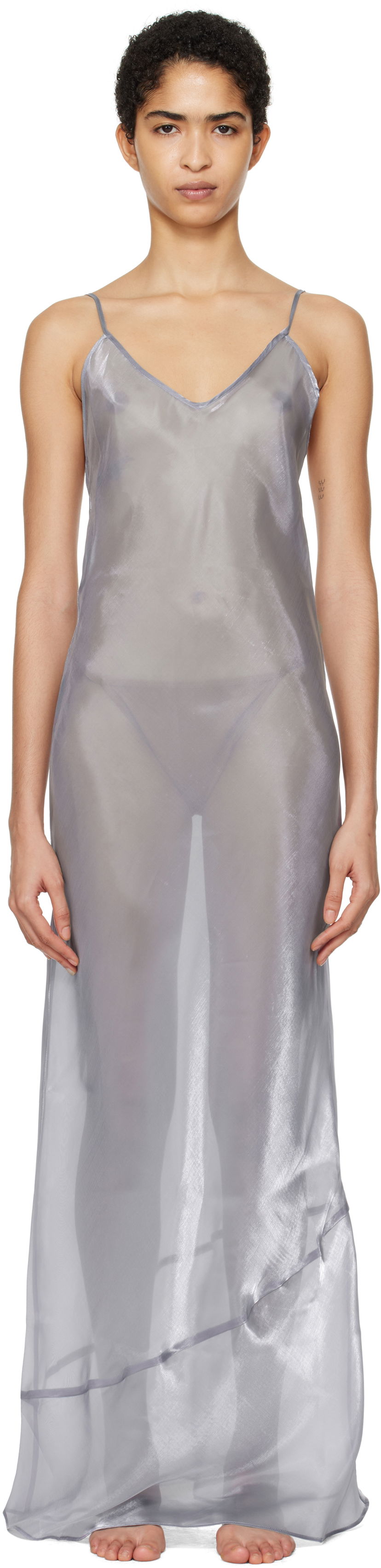 Kjole SKIMS SKIMS Liquid Organza Cami Maxi Dress Grå | DS-DRS-6546W