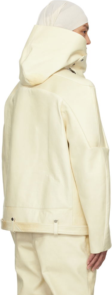 Jakke Rick Owens Rick Owens Hollywood Hooded Stooges Leather Jacket Hvid | RR01E5704 LBH, 2