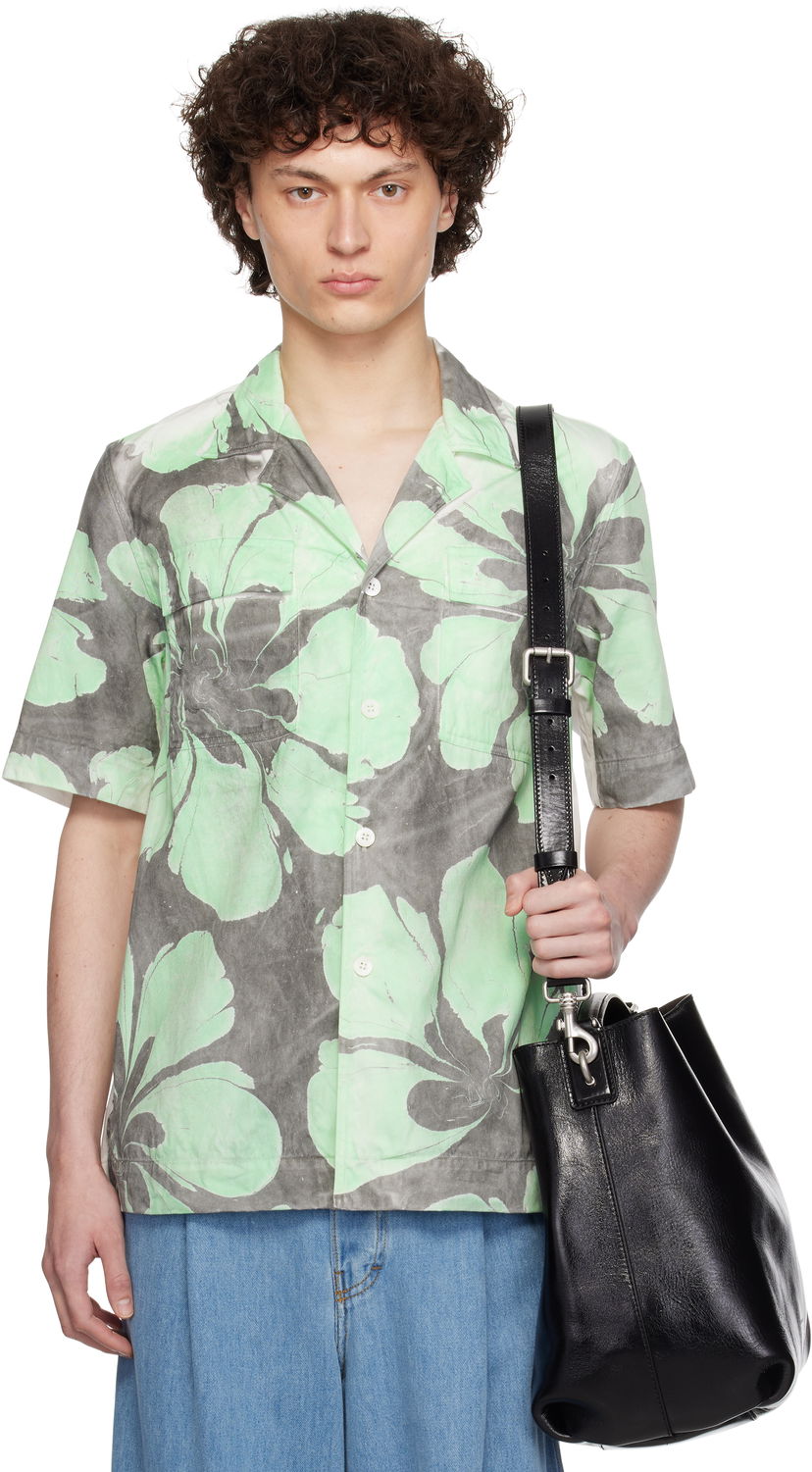 Skjorte Dries Van Noten Dries Van Noten Hand-Dyed Floral Print Shirt Grøn | 251-020758-1473