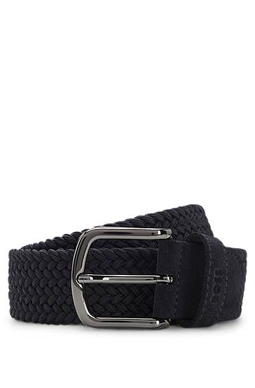 Bælter BOSS Woven Belt with Leather Trims Sort | 50537169, 0