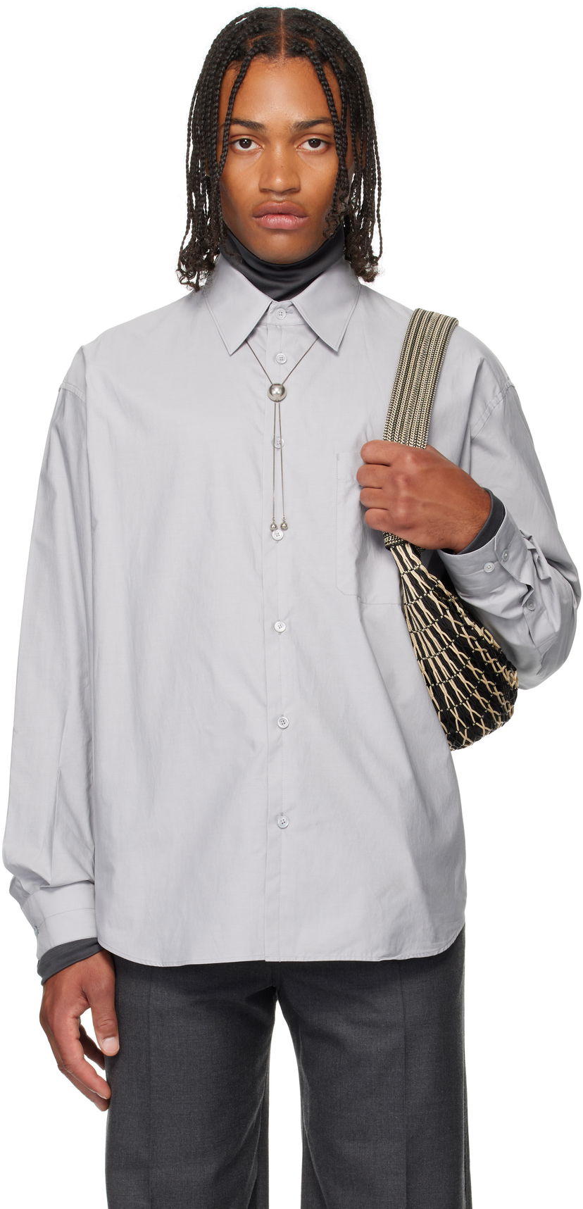 Skjorte LEMAIRE Regular Fit Long Sleeve Button-Up Shirt Grå | SH1201 LF1500