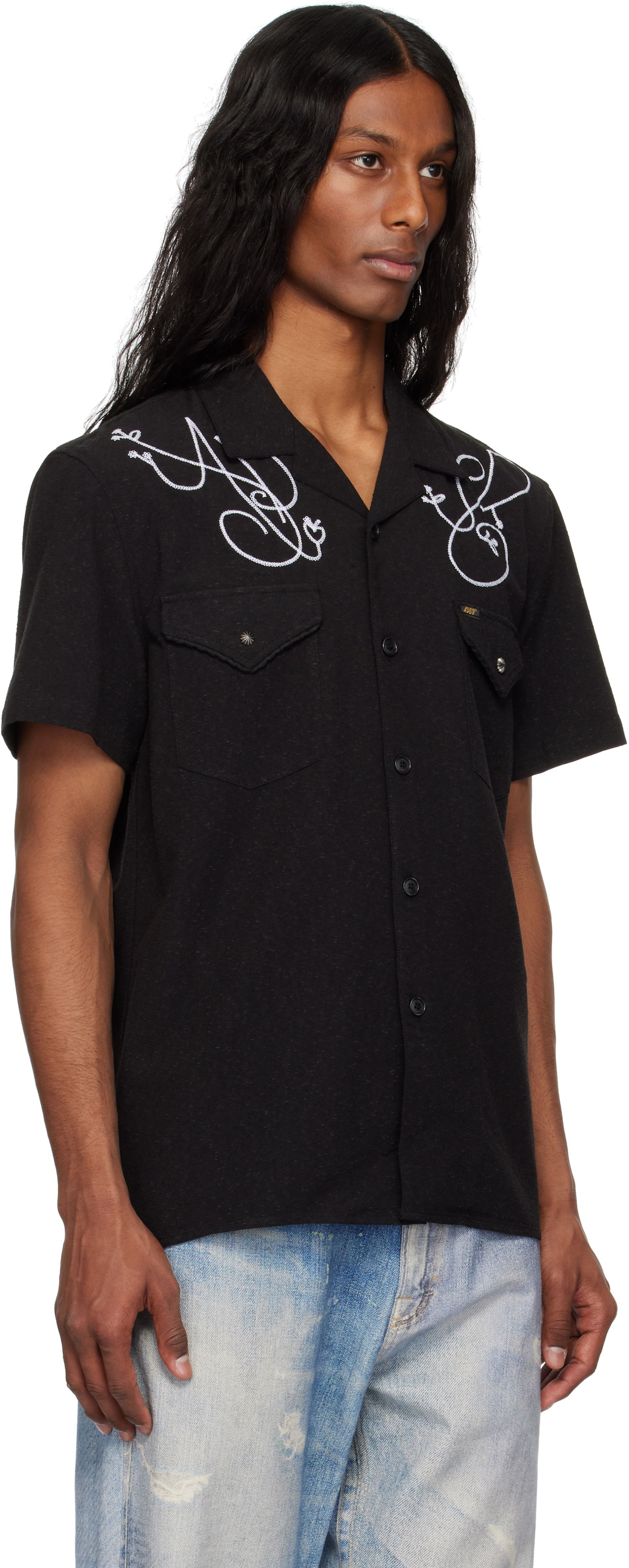 Skjorte Andersson Bell Andersson Bell Chain Embroidered Shirt Sort | atb1280m, 1