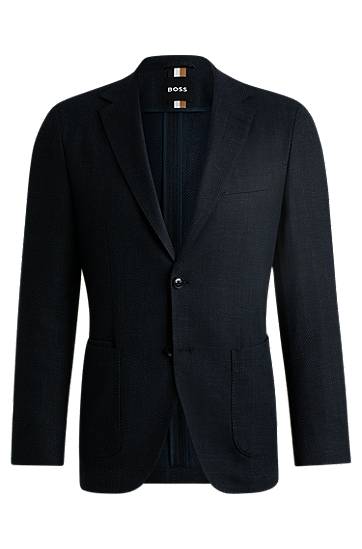Jakke BOSS BOSS Regular-Fit Herringbone Stretch-Cotton Blend Jacket Mørkeblå | 50521495