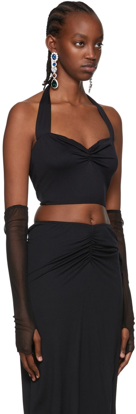 Tanktop Anna Sui Exclusive Ana Black Halter Neck Tank Top Sort | 522C20, 1