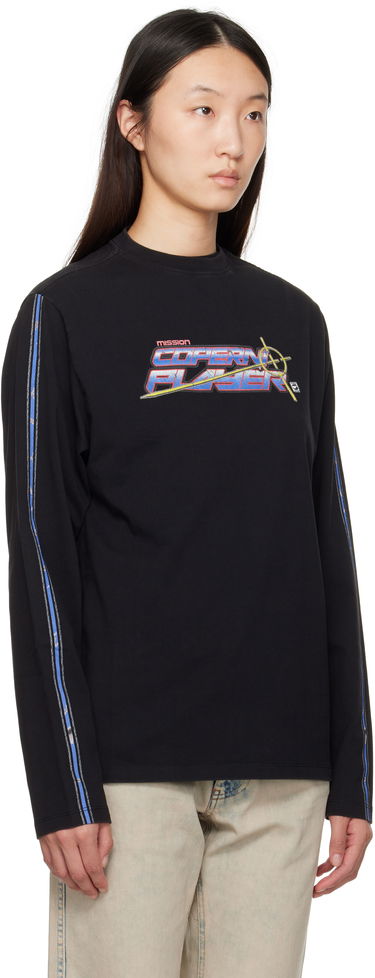 T-shirt Coperni Coperni Slogan Graphic Long Sleeve T-Shirt Sort | COPJS16PF5041, 1