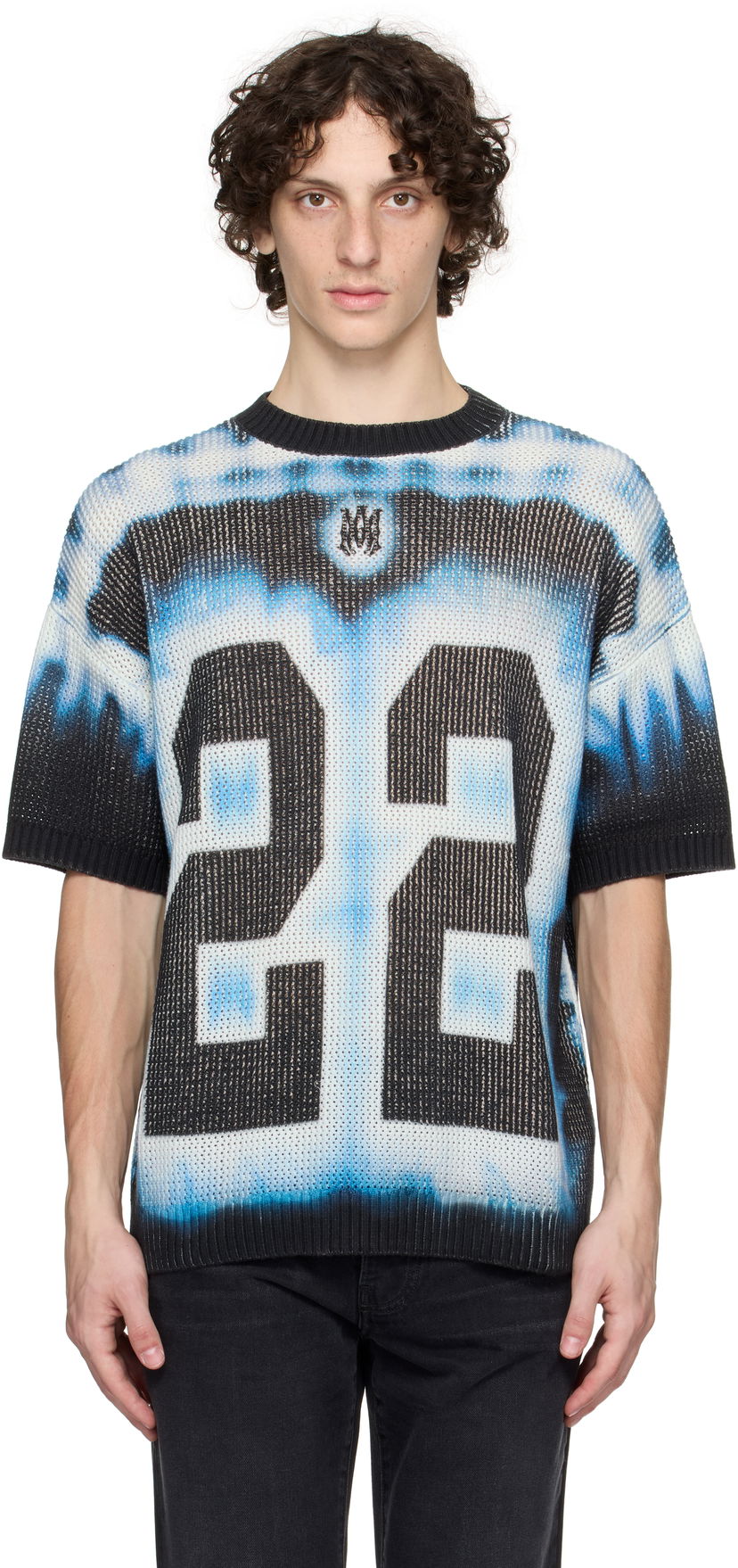 T-shirt AMIRI AMIRI '22' Tie Dye Knit T-Shirt Blå | AMKNTE1051