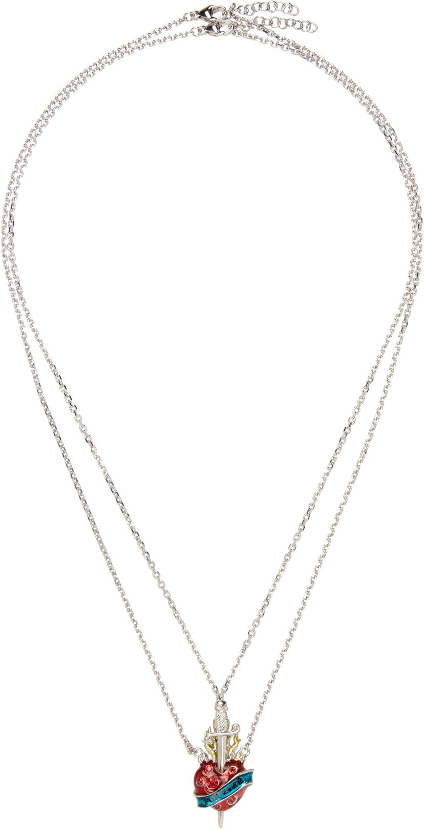 Halskæde Jean Paul Gaultier Jean Paul Gaultier Double-Chain 'The Heart' Pendant Necklace Flerfarvet | 24/25-U-CO017-X042-91