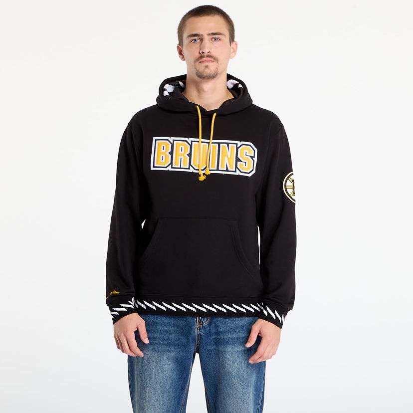 Sweatshirt Mitchell & Ness Mitchell & Ness NHL Playmaker Fleece Hoodie Vintage Logo Bruins Sort | TH11148-BBNBLCK