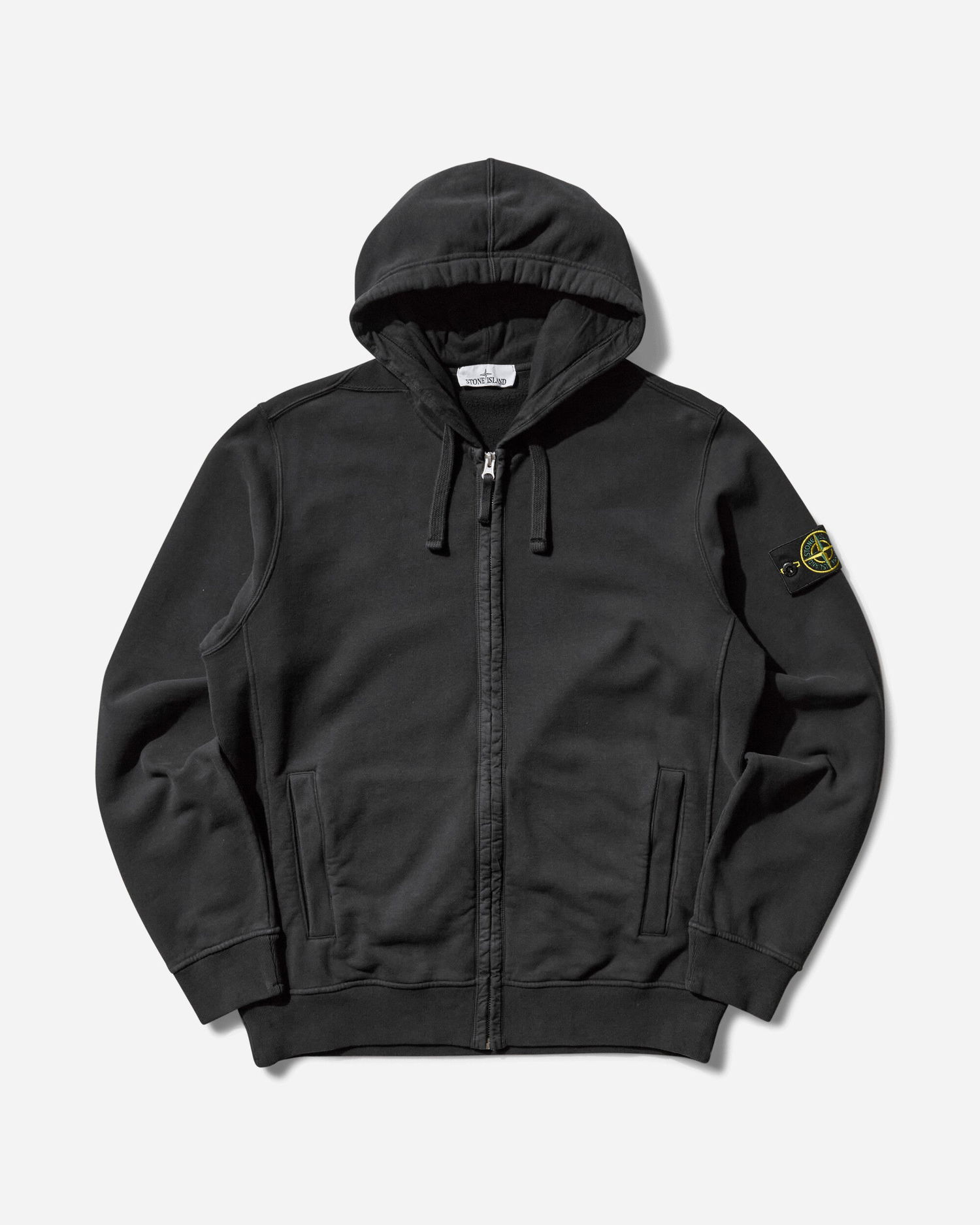 Sweatshirt Stone Island Garment Dyed Zip Hoodie Sort | K2S15-6100067-S0A20 V0029, 1