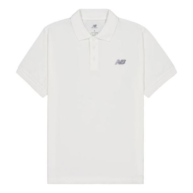 Polo skjorte New Balance Cotton Polo Hvid | MT41503-WT
