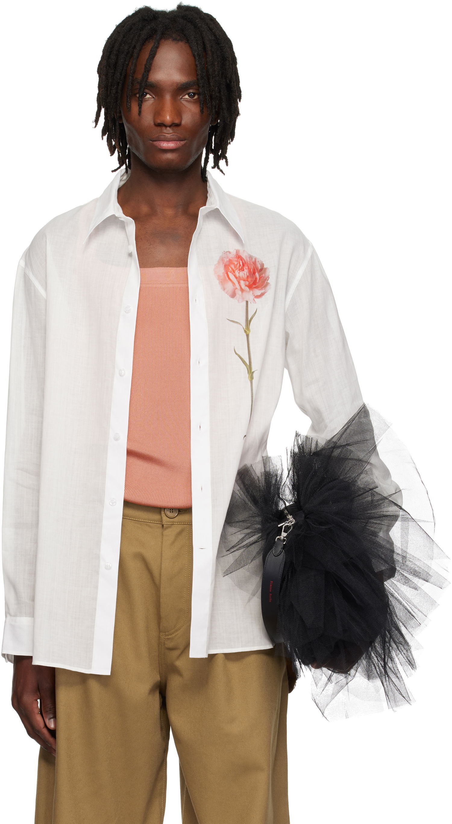 Skjorte Simone Rocha Simone Rocha Carnation Print Easy Shirt Hvid | 5185P31A 1210, 0
