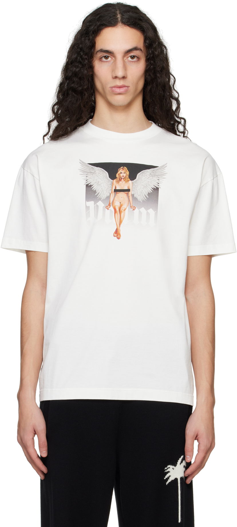 T-shirt Palm Angels Palm Angels Pin Up Graphic T-Shirt Hvid | PMAA001S25JER00A0310