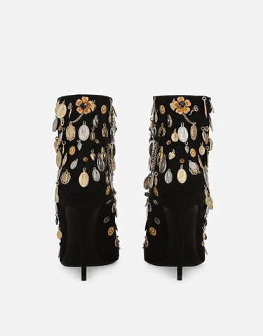 Tilbehør Dolce & Gabbana Dolce & Gabbana Satin Embroidered Ankle Boots Sort | CT1052AW1158M691, 2