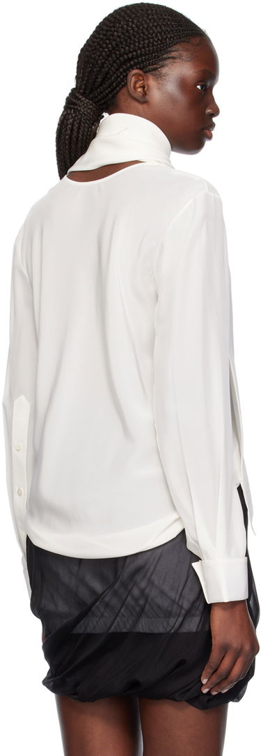 Skjorte Helmut Lang Helmut Lang Scarf Neck Blouse Hvid | O01HW522, 2
