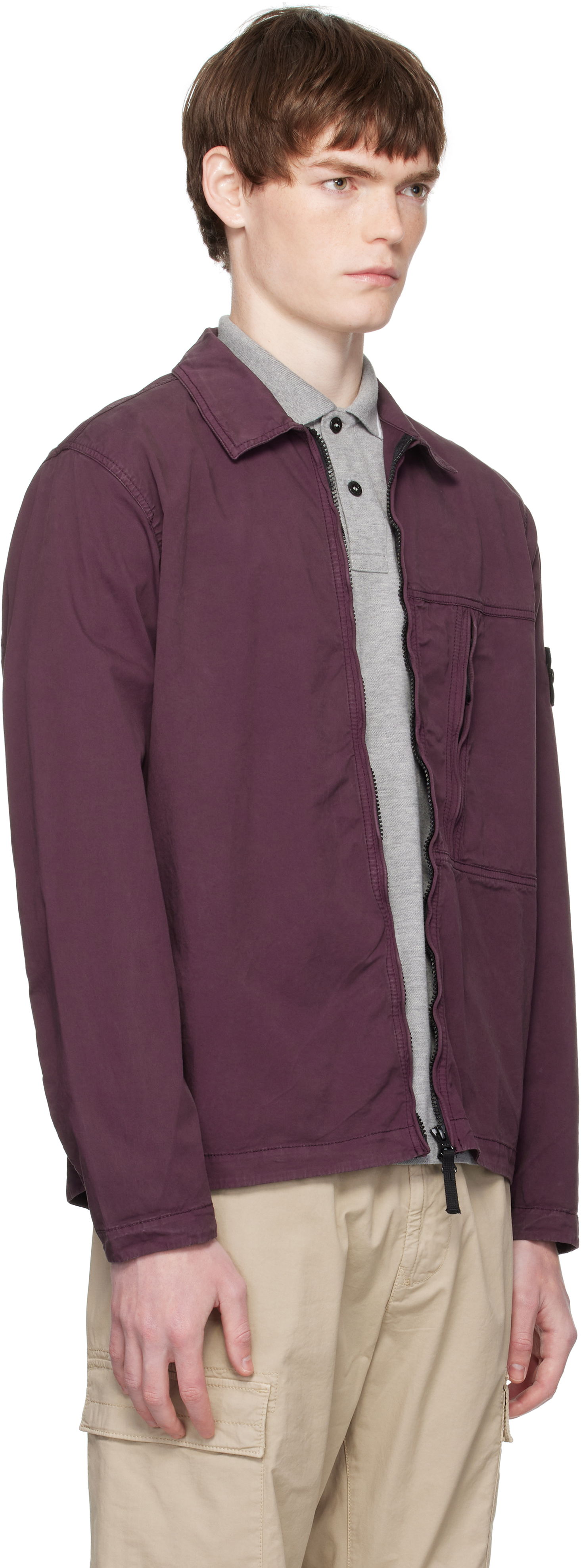 Jakke Stone Island Supima Cotton Twill Stretch-TC Jacket Bourgogne | K2S15 1200003 S0010, 1