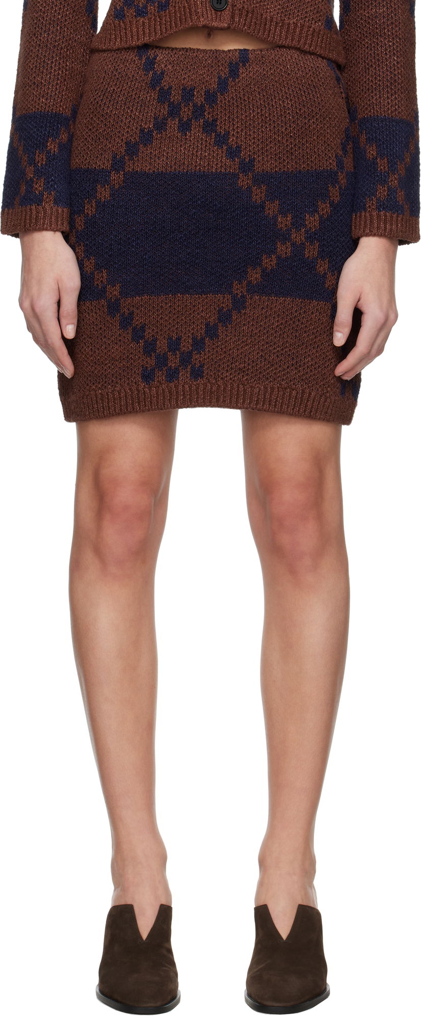 Nederdel JW Anderson JW Anderson Fairisle Knit Miniskirt Brun | KW1412-YN0439