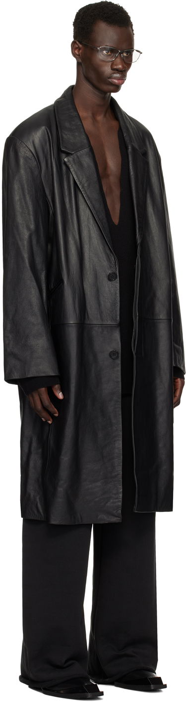 Frakker Entire Studios Entire Studios Single Breasted Leather Coat Sort | ES2620BL, 4