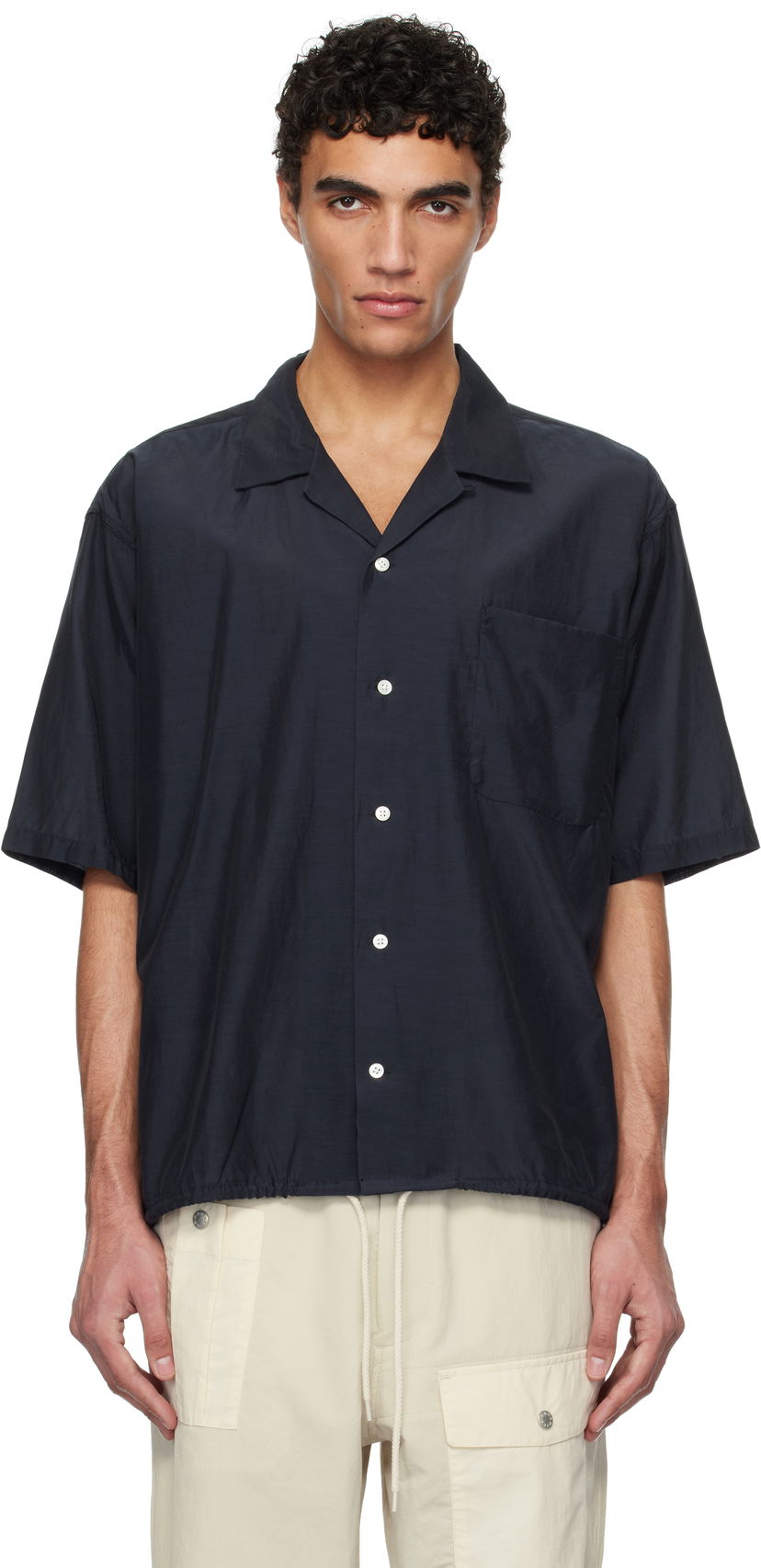 Skjorte NANAMICA Nanamica Open Collar Short Sleeve Shirt Mørkeblå | S25SG019U