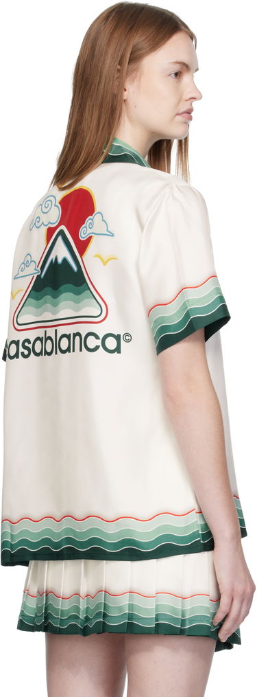 Skjorte Casablanca Casablanca Montagne Ondulee Silk Short Sleeve Shirt Hvid | WPF25-SH-200-05, 2
