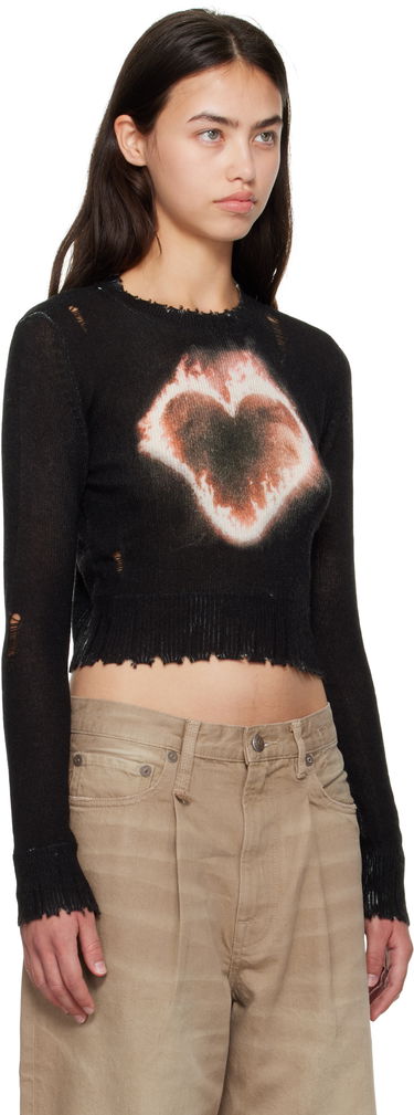Sweater R13 R13 Flaming Heart Cropped Sweater Sort | R13WY042-Y016B, 4