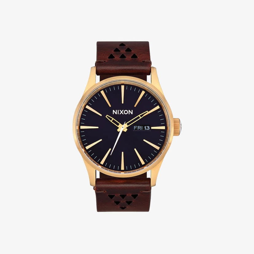 Ur Nixon Sentry Leather Watch Gold/ Indigo/ Brown Universal Brun | A1055033