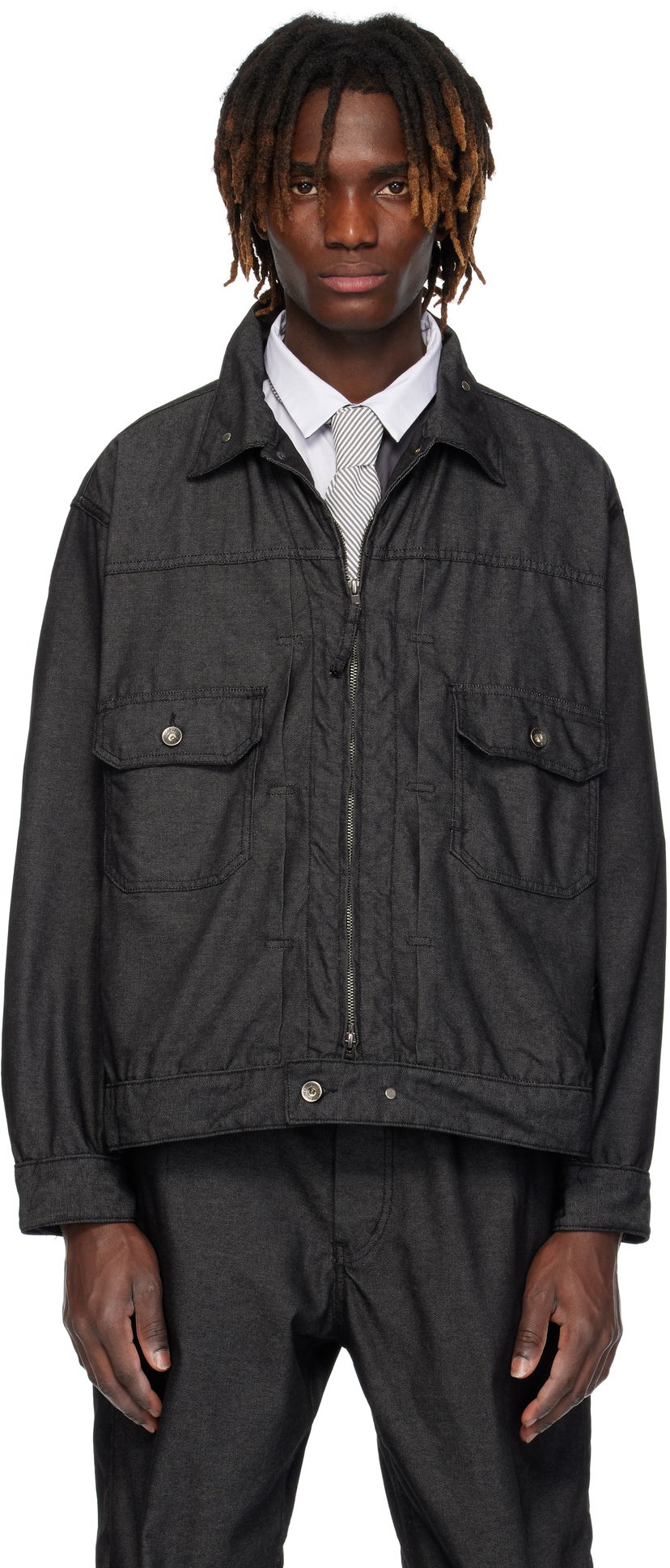 Jakke Engineered Garments Engineered Garments Trucker Denim Jacket Sort | 25S1D007