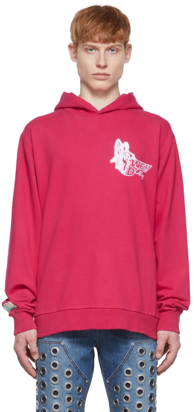 Sweatshirt We11done Cotton Hoodie Lyserød | WD-TH1-22-549-U-HP