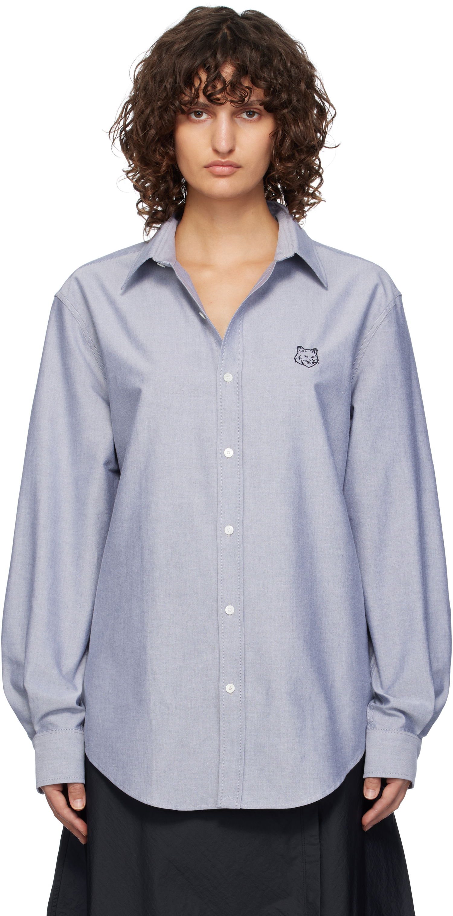 Skjorte MAISON KITSUNÉ Fox Head Skate Shirt Blå | MM00405WC5012, 0