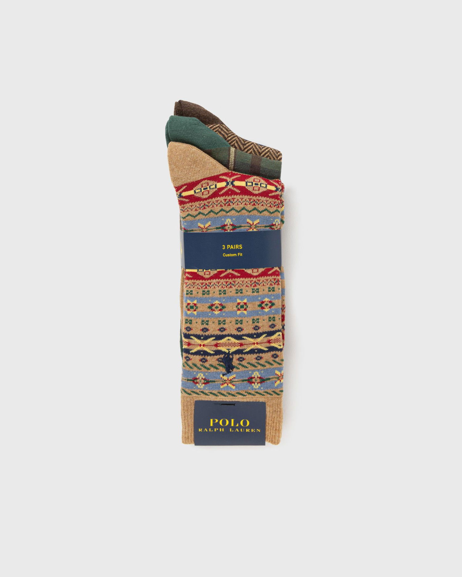 Sokker Polo by Ralph Lauren 3 Pairs Custom Fit Patterned Crew Socks Flerfarvet | 449P04702001, 1