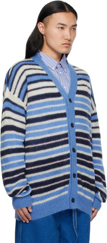 Sweater Marni Marni Lightweight Fuzzy Wuzzy Stripe Cardigan Blå | CDMG0153Q0 UFU178, 1