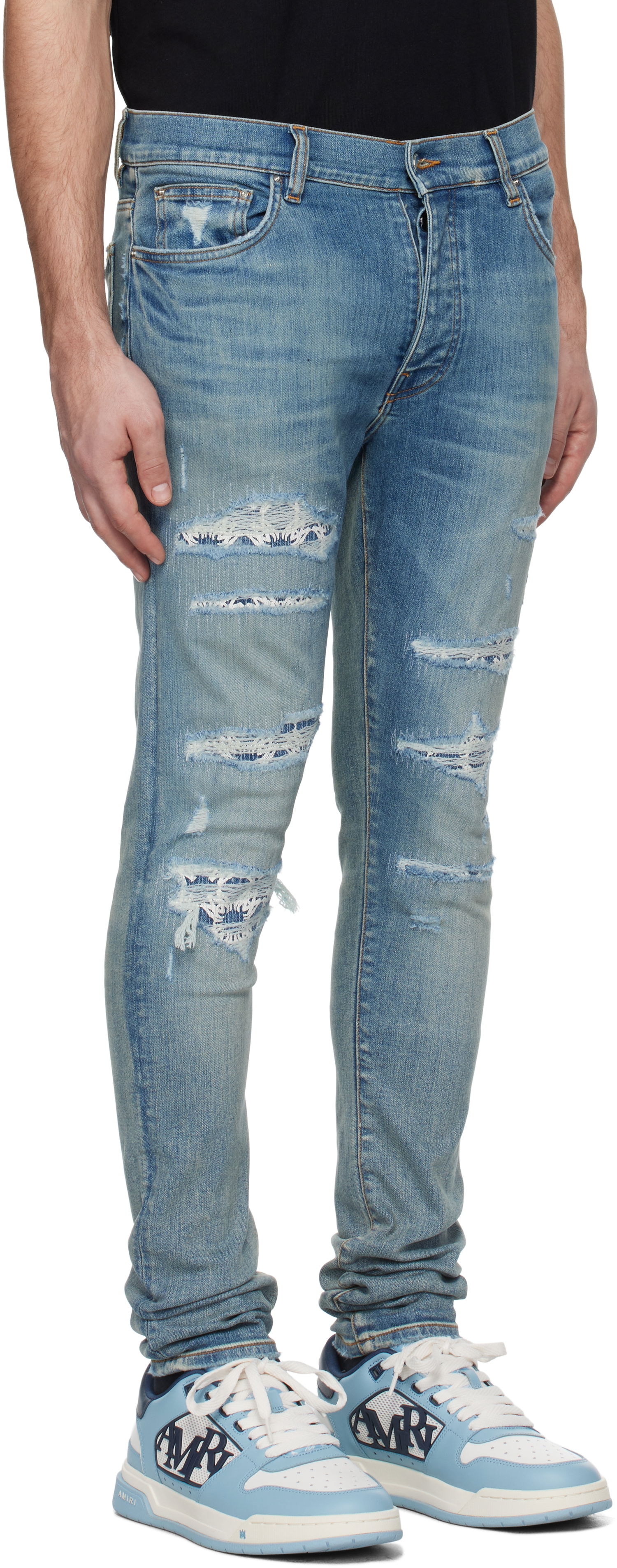 Jeans AMIRI Quad Repaired Skinny Jeans Sort | AMDNSY1100, 1