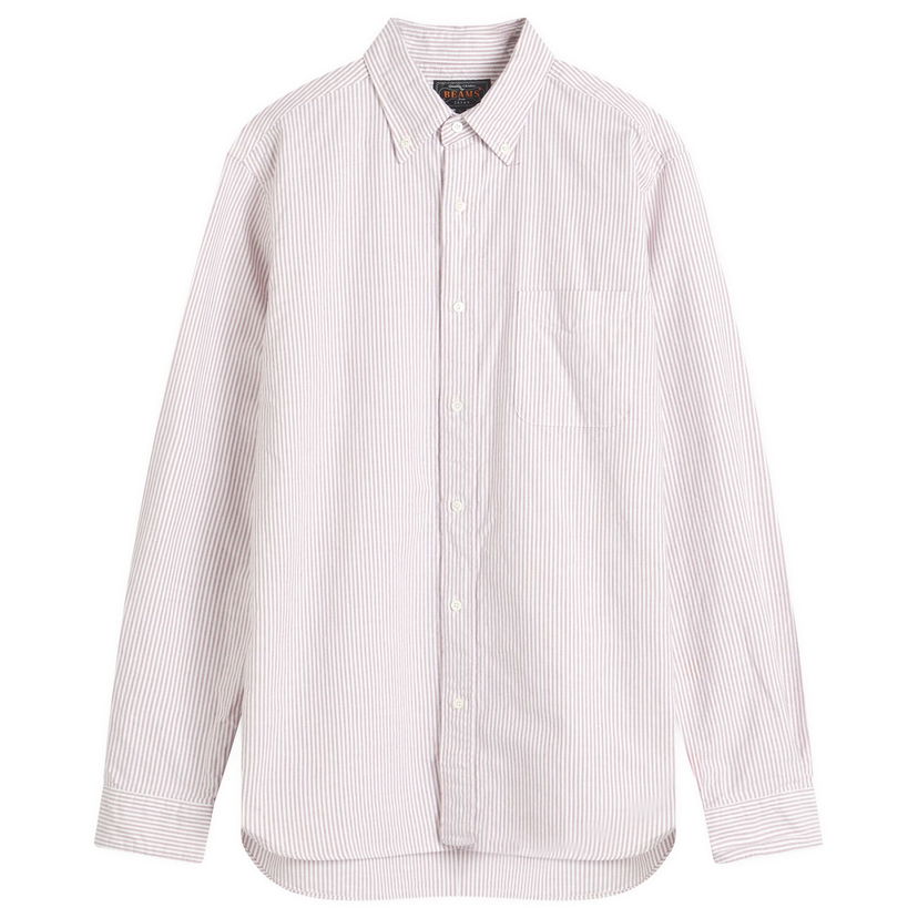 Skjorte BEAMS Beams Plus Button Down Candy Stripe Shirt, Size Small Lilla | 3811-0012-139-39