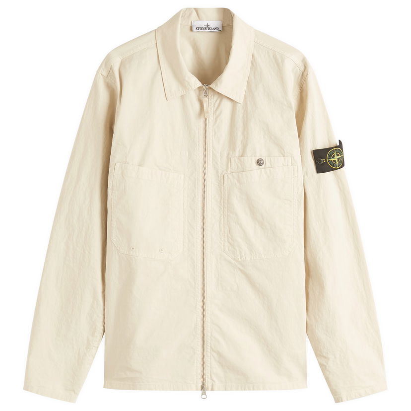 Skjorte Stone Island Men's Mil-Spec Stretch Ripstop-TC Shirt Jacket, Size Large Beige | K1S151200012-V0095