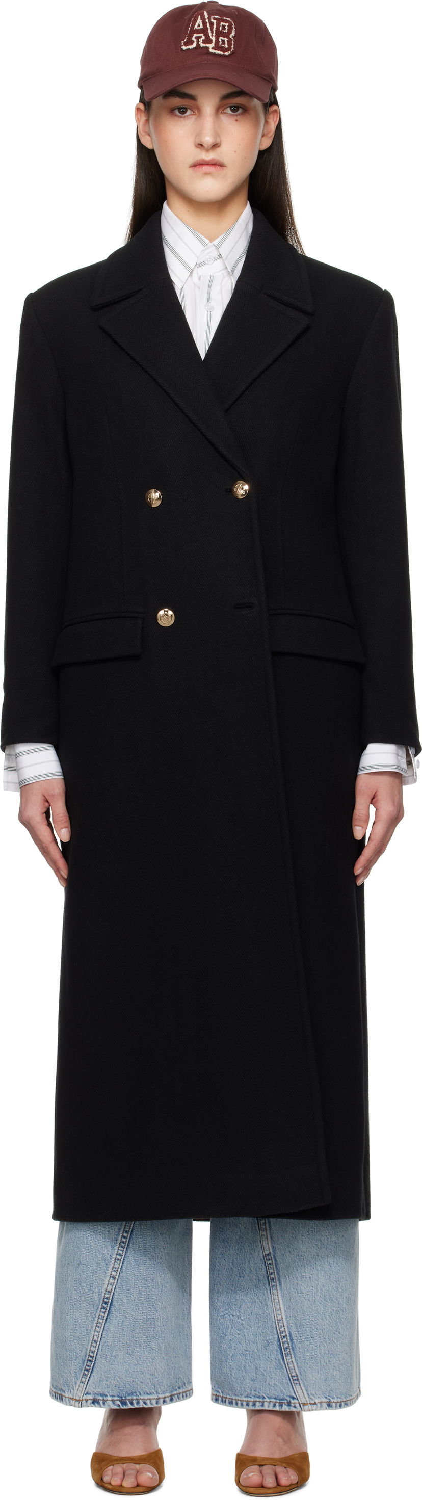 Frakker Anine Bing Anine Bing Raleigh Double-Breasted Coat Sort | A-01-10456-BLK1