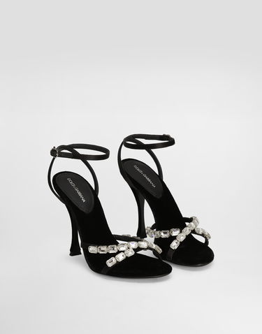 Sneakers og sko Dolce & Gabbana Satin Sandals With Gemstone Embellishment Sort | CR1821A6I688S488, 1