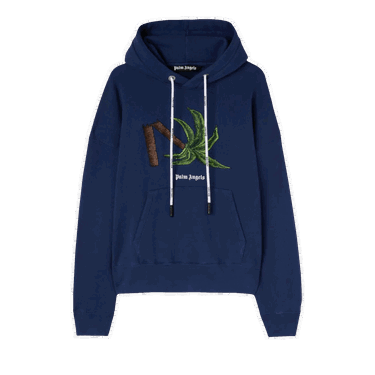 Sweatshirt Palm Angels Broken Palm Hoodie Mørkeblå | PMBB058S22FLE0174655, 0