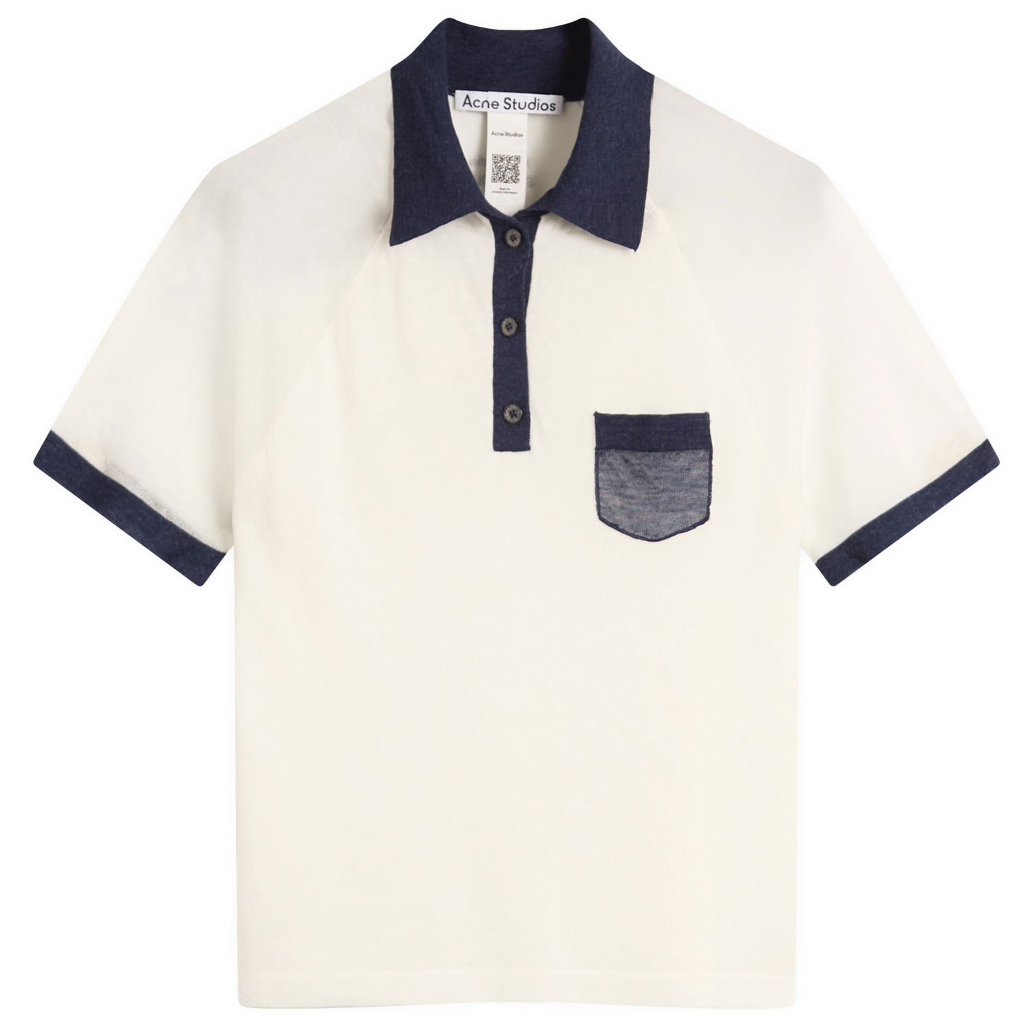 Polo skjorte Acne Studios Women's Kout Transparent Polo Top, Size Large Hvid | A60590-BL1, 0