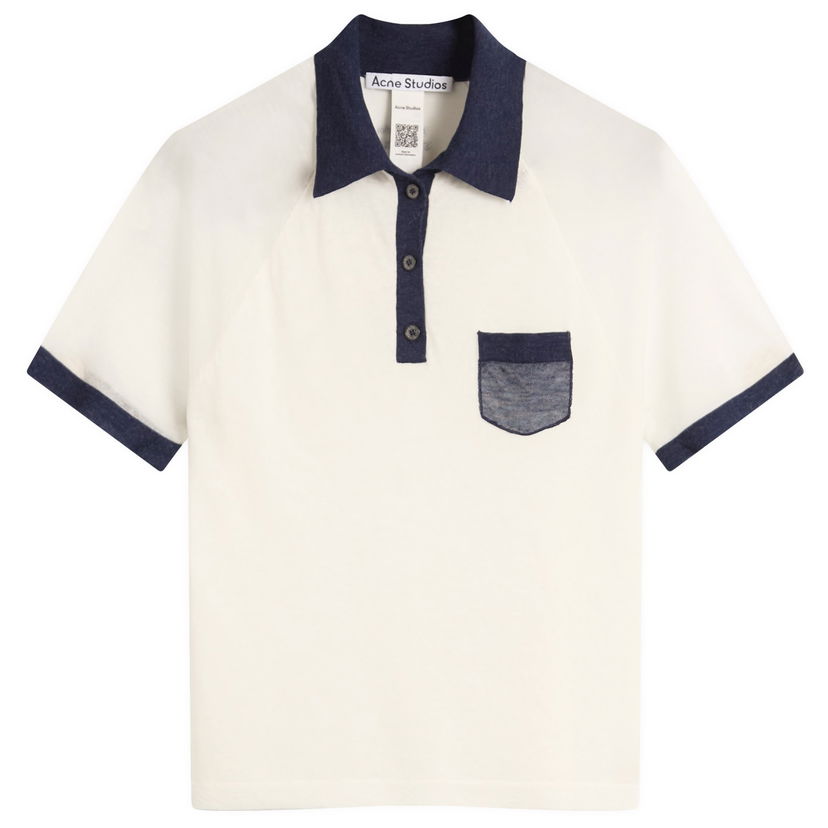 Polo skjorte Acne Studios Women's Kout Transparent Polo Top, Size Large Hvid | A60590-BL1