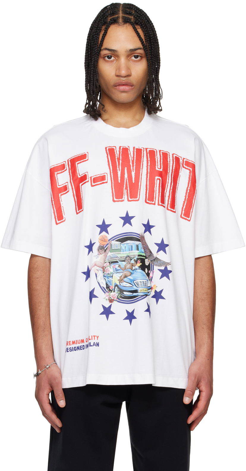 T-shirt Off-White Off-White Fresco Star Graphic T-Shirt Hvid | OMAA161S25JER0010120
