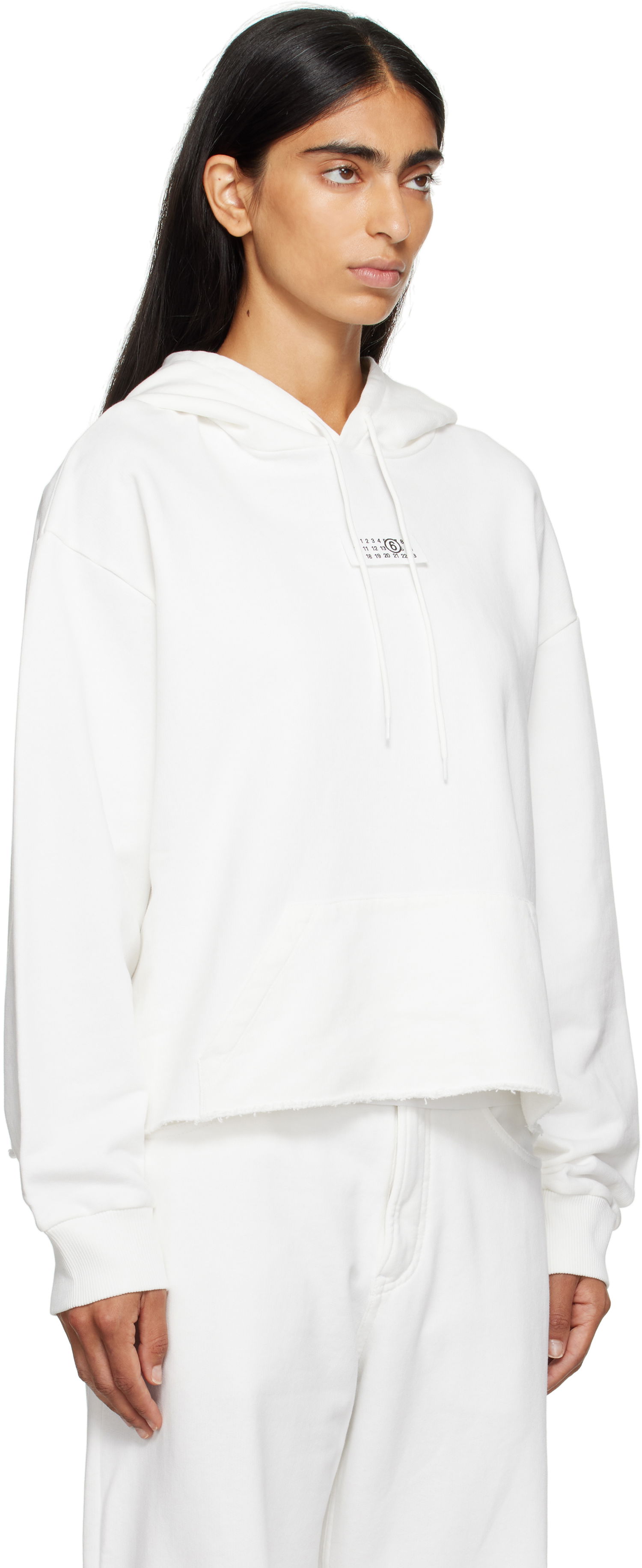 Sweatshirt Maison Margiela MM6 Maison Margiela Logo Patch Cropped Hoodie Hvid | S52GU0234 M25025, 1