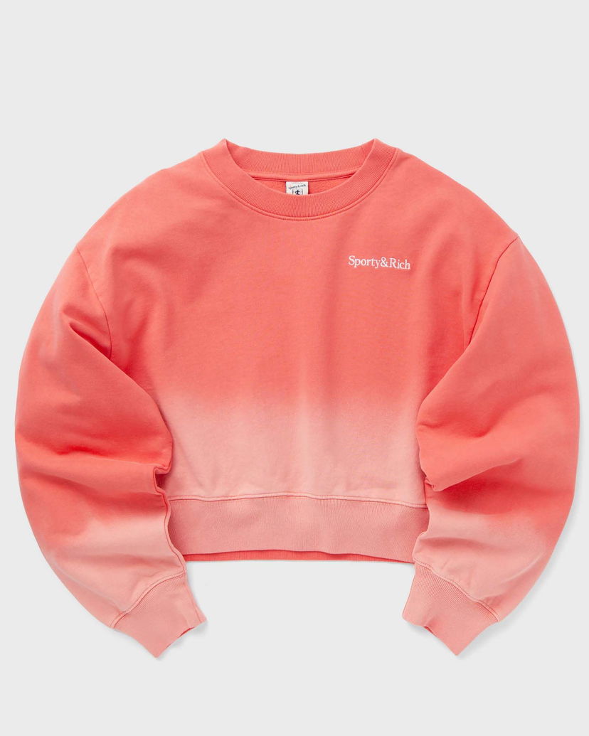 Sweatshirt Sporty & Rich Serif Logo Embroidered Cropped Dip Dye Crewneck Sweatshirt Lyserød | WS065S413SP