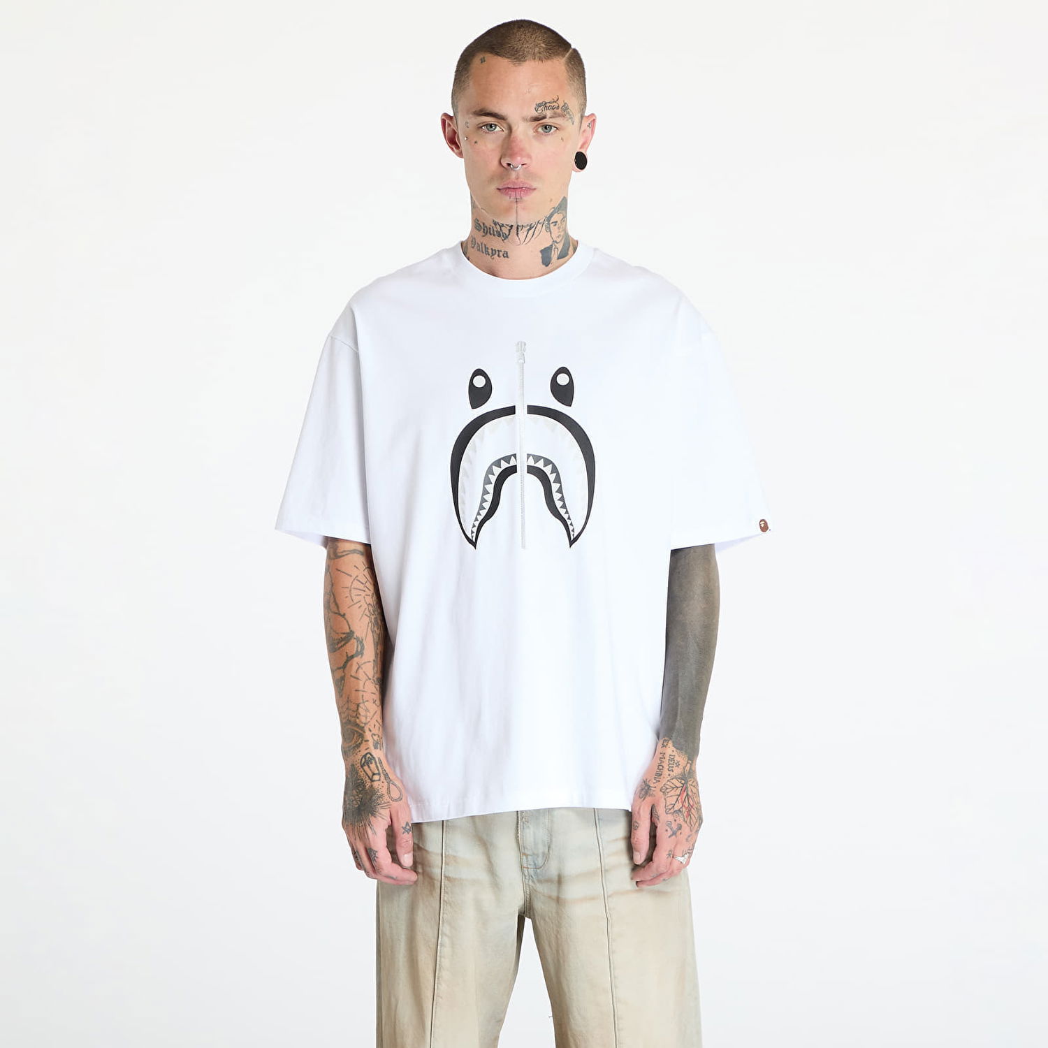 T-shirt BAPE A BATHING APE Shark Tee White Hvid | 001TEK701311M WHT, 0