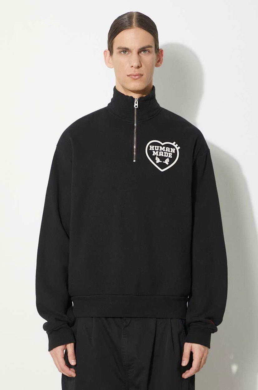 Sweatshirt Human Made Military Half-Zip Printed Sweatshirt Sort | HM27CS021