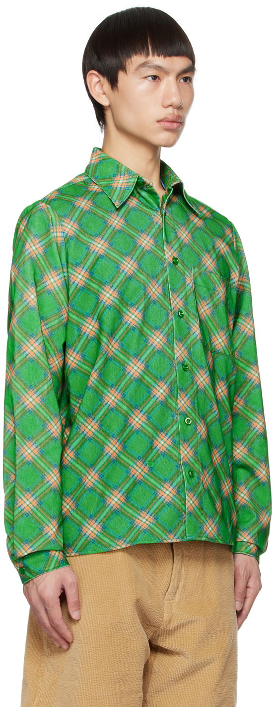Skjorte ERL Plaid Button-Up Shirt Grøn | ERL06B007, 1