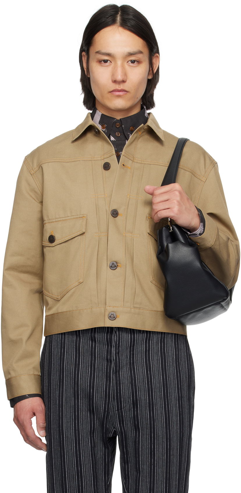 Jakke Vivienne Westwood Vivienne Westwood Marlene Cropped Jacket Beige | 2801000E-W011Y-