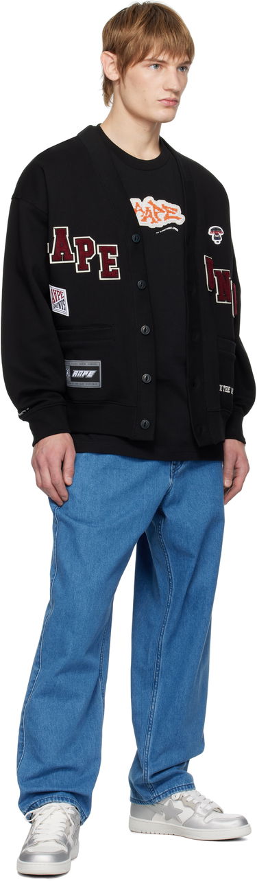 Sweater AAPE by A Bathing Ape AAPE By A Bathing Ape Multi-Logo Button Down Cardigan Sort | AAPSWMB348XXNBKX, 3