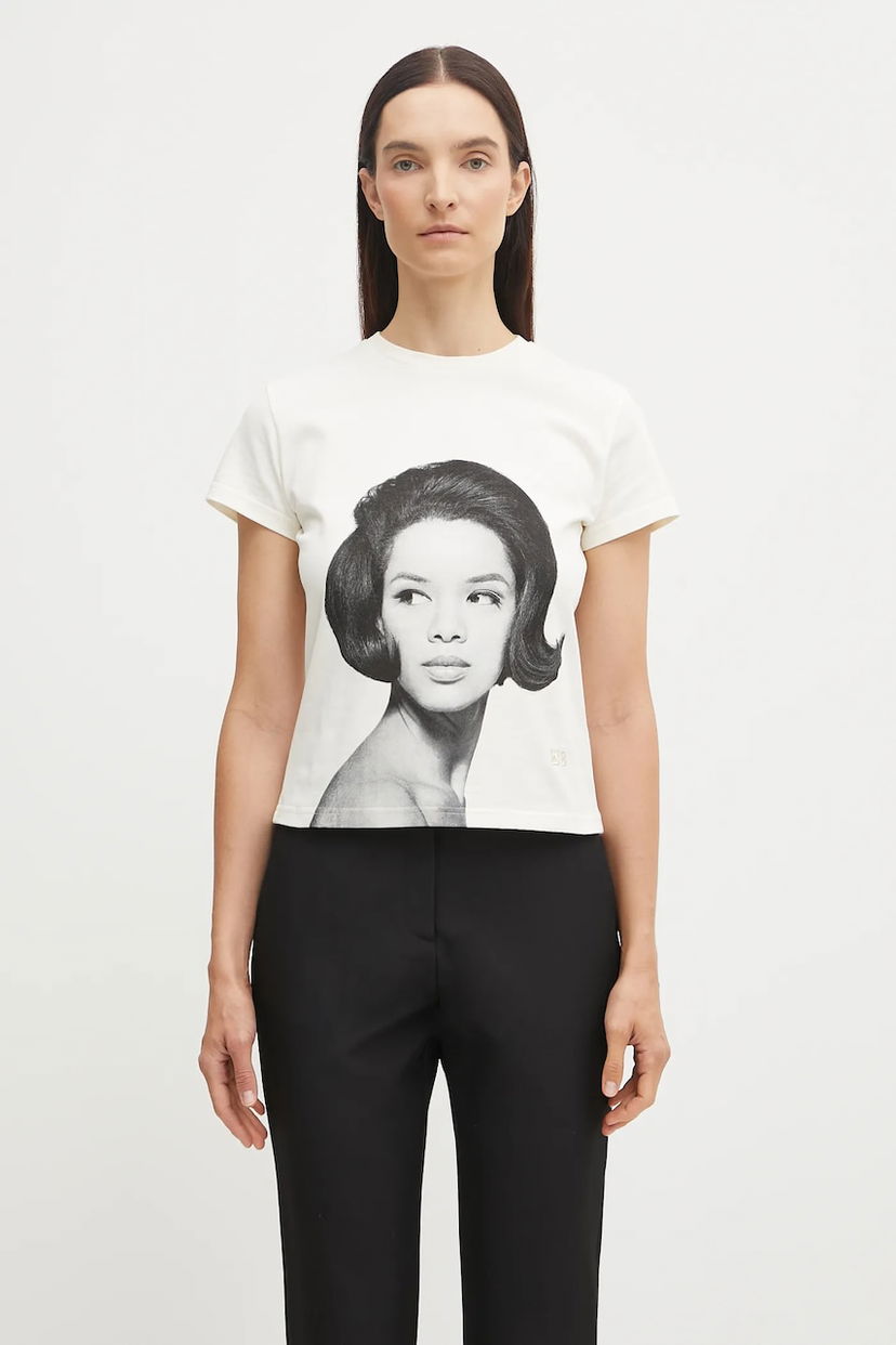 T-shirt Wales Bonner Wales Bonner Selah Cropped T-Shirt Hvid | UA25JE11.JE01.100