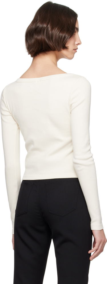 Sweater RE/DONE Re/Done Hanes Edition Scoop Neck Long Sleeve Top Hvid | 787-02WSCNKCD, 2