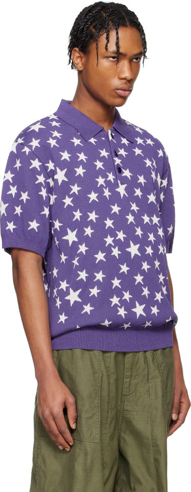 Polo skjorte Needles NEEDLES Short Sleeve Star Knit Polo Lilla | QV375, 1
